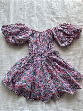 Altar'd State Pink Floral Off-Shoulder Puff Sleeve Dress
